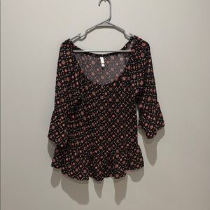 Floral Black and Pink Women's Top